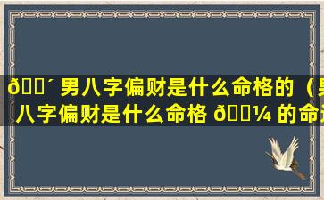 🐴 男八字偏财是什么命格的（男八字偏财是什么命格 🐼 的命运）